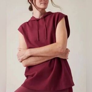 Athleta Sundown Sweatshirt Tank | Burgundy | Small Oversized | NWT | Hoodie